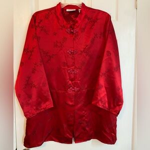 Lord & Taylor Red Satin Asian style Jacket